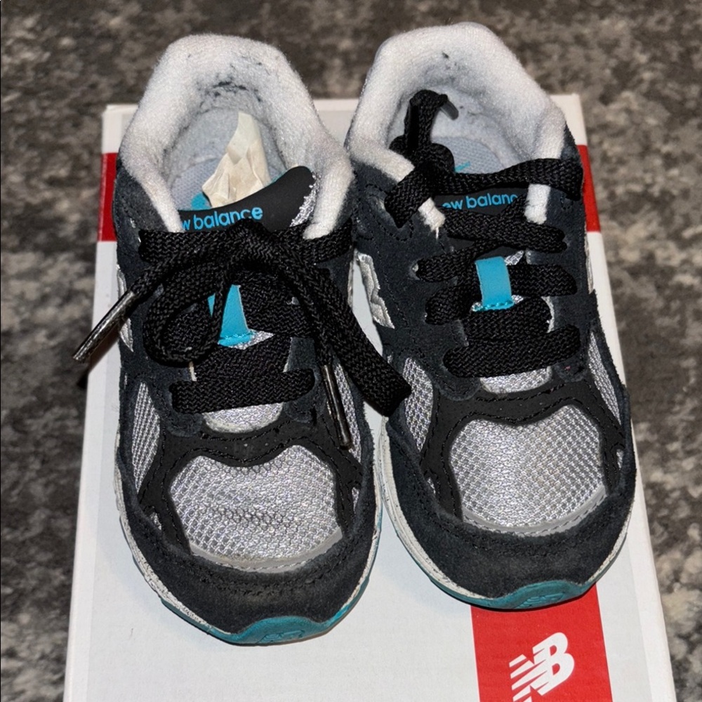 New Balance Kids' Black and Blue Sneakers